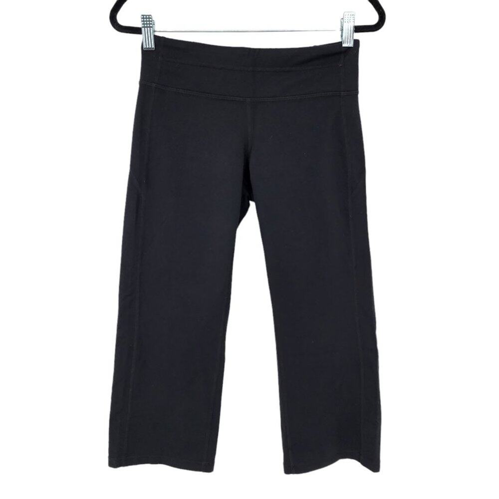 Athleta Black Kick Booty Cropped Stretch Wide Waistband Leggings Size Small